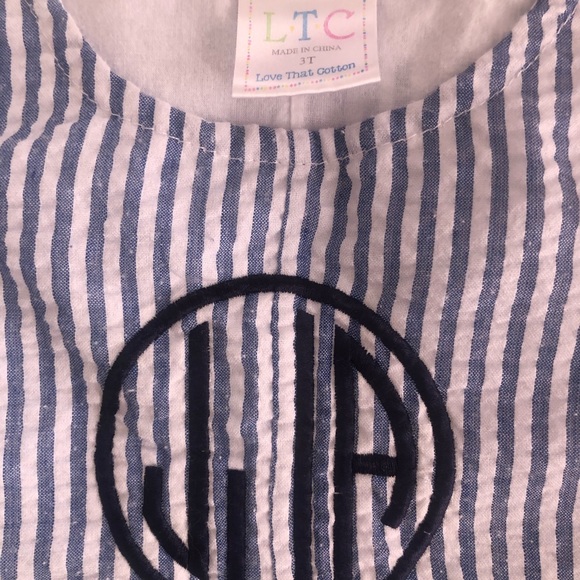 JJA Monogrammed Seersucker Shortall - Picture 4 of 4